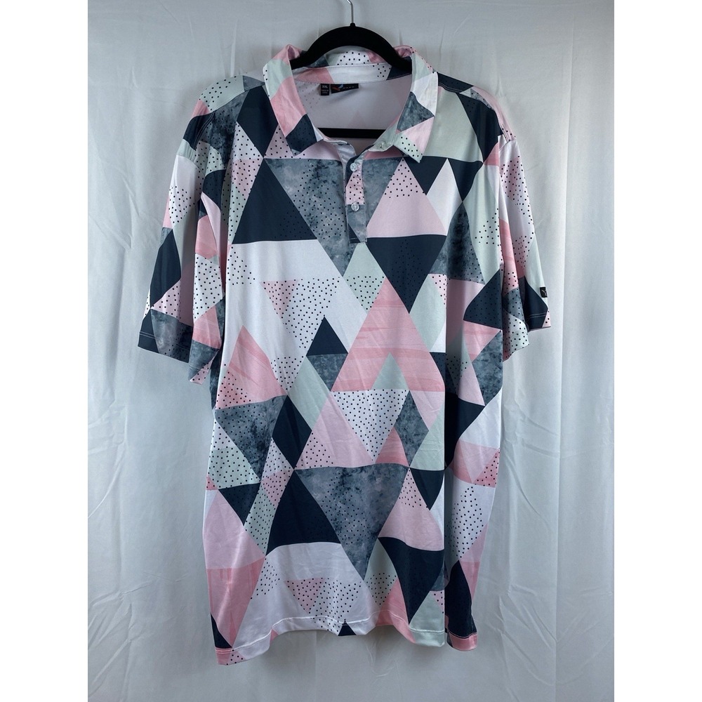 Yatta Golf Men's Size XXL Short‎ Sleeve Golf Polo Pink Gray Geometric